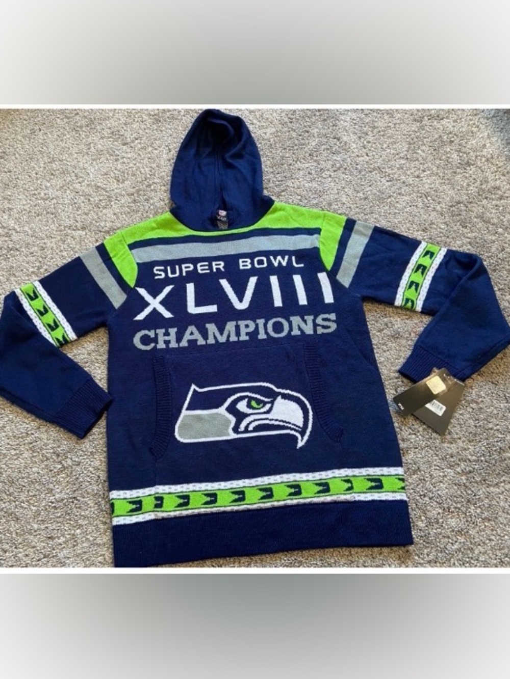 Seattle Seahawks 2014 Superbowl sweater hoodie medium unisex